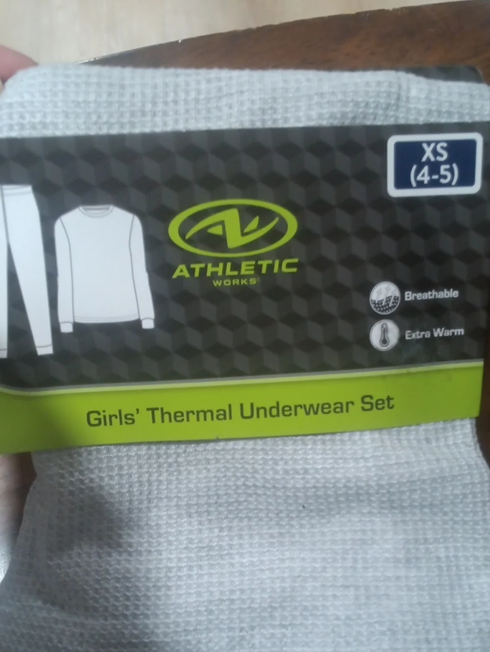 Athletic Works Girls' White Thermal Underwear Set XS (4-5)